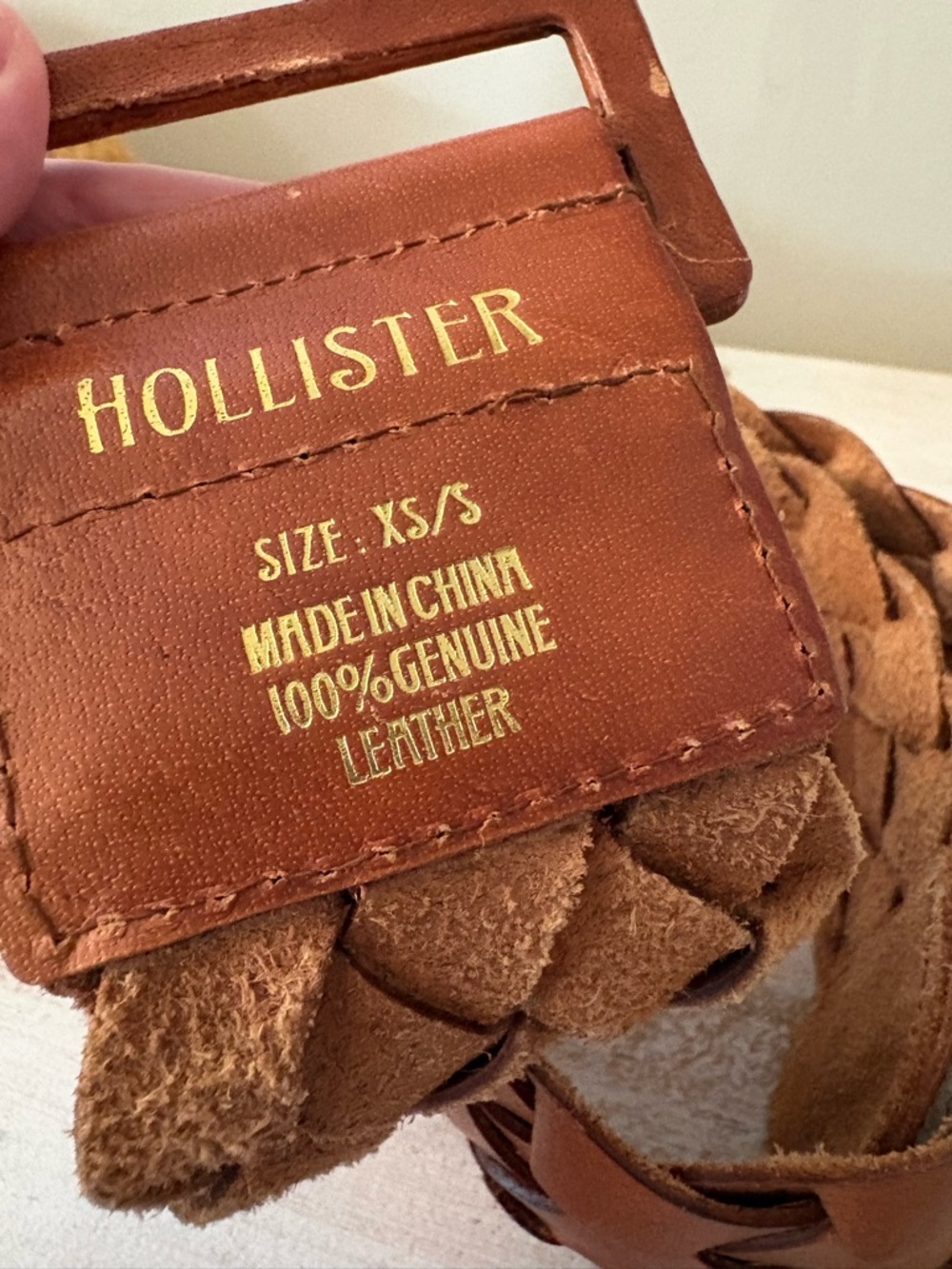 Vintage Hollister Wide Braided Luggage Brown Tan Leather Belt XS Small - Picture 6 of 7
